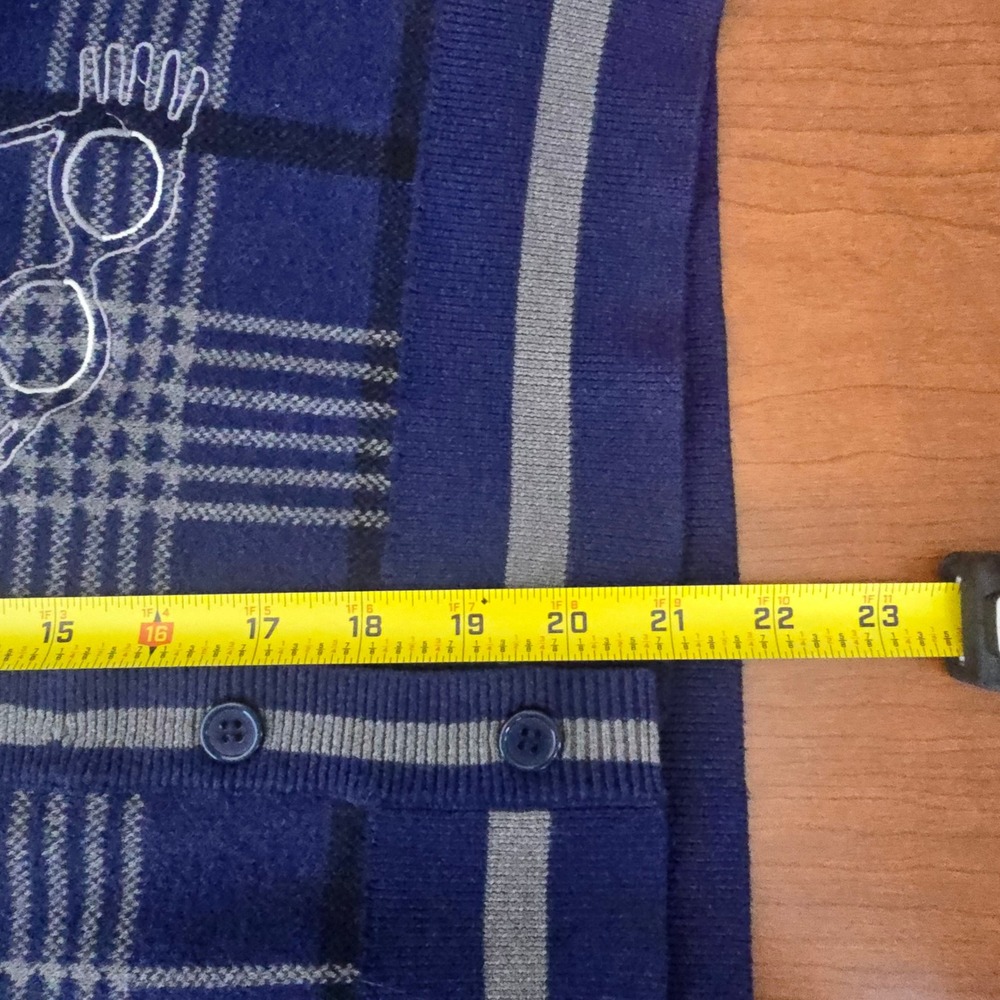 Harry Potter Ravenclaw Cardigan Sweater Blue Plaid Embroidered V-Neck Small - Picture 7 of 8